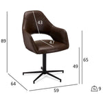 FURNHOUSE Luna Esszimmerstühle mit Armlehne 2er Set - Drehbar, Kunstleder Braun