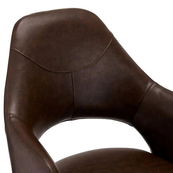 FURNHOUSE Luna Esszimmerstühle mit Armlehne 2er Set - Drehbar, Kunstleder Braun