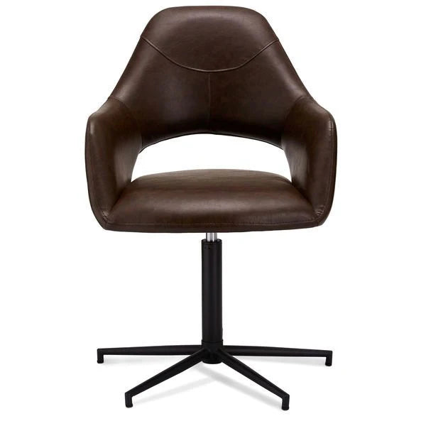 FURNHOUSE Luna Esszimmerstühle mit Armlehne 2er Set - Drehbar, Kunstleder Braun