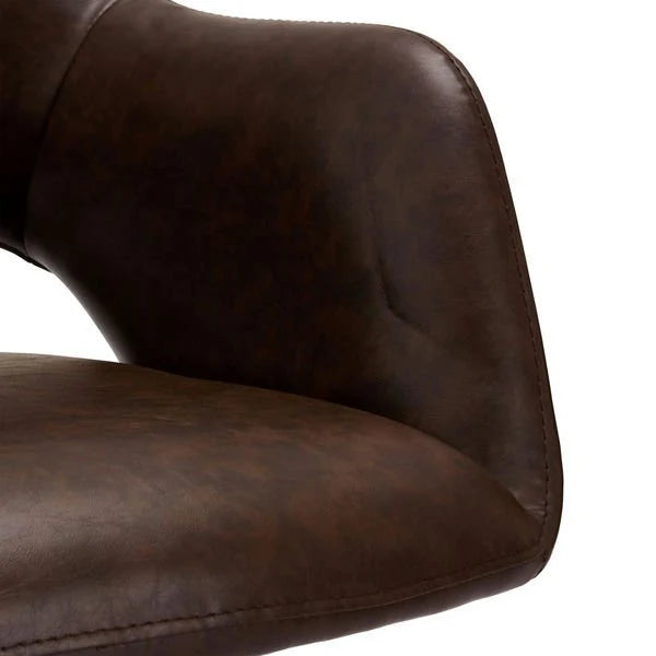 FURNHOUSE Luna Esszimmerstühle mit Armlehne 2er Set - Drehbar, Kunstleder Braun