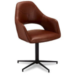 FURNHOUSE Luna Esszimmerstühle mit Armlehne 2er Set - Drehbar, Kunstleder Cognac Braun