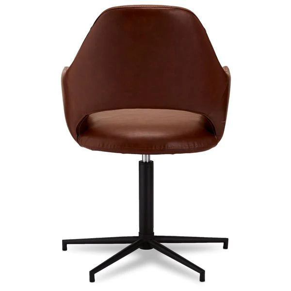 FURNHOUSE Luna Esszimmerstühle mit Armlehne 2er Set - Drehbar, Kunstleder Cognac Braun