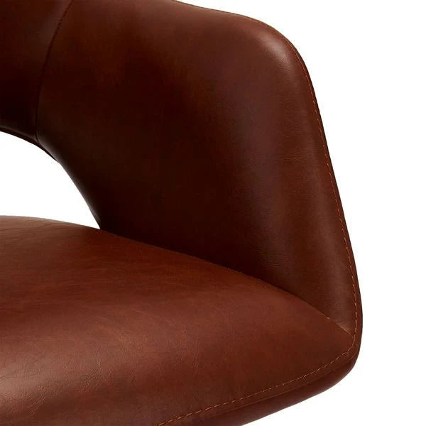 FURNHOUSE Luna Esszimmerstühle mit Armlehne 2er Set - Drehbar, Kunstleder Cognac Braun