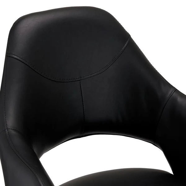FURNHOUSE Luna Esszimmerstühle mit Armlehne 2er Set - Drehbar, Kunstleder Schwarz