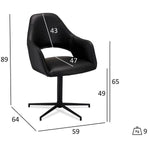 FURNHOUSE Luna Esszimmerstühle mit Armlehne 2er Set - Drehbar, Kunstleder Schwarz