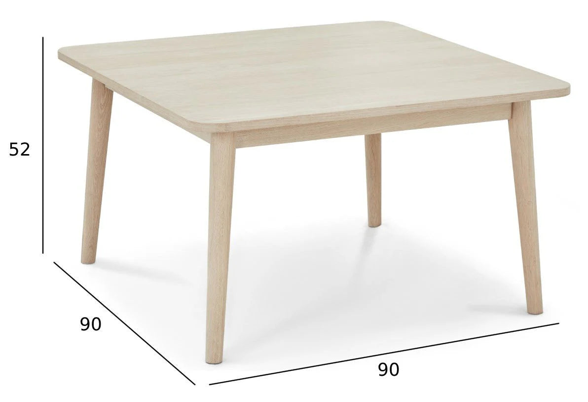 FURNHOUSE Nyborg Couchtisch Quadratisch 90x90 cm - Eiche Weiß geöltes