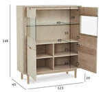 FURNHOUSE Nyborg Highboard mit LED-Beleuchtung - 123 cm breit - Eiche Weiß geöltes