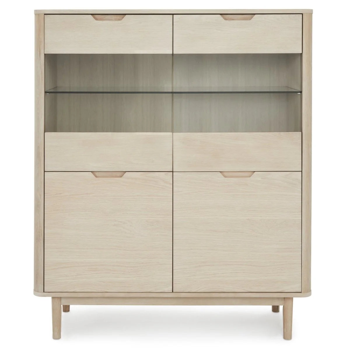 FURNHOUSE Nyborg Highboard mit LED-Beleuchtung - 123 cm breit - Eiche Weiß geöltes