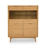 FURNHOUSE Nyborg Highboard mit LED-Beleuchtung - 123 cm breit - Wildeiche Natur