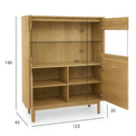 FURNHOUSE Nyborg Highboard mit LED-Beleuchtung - 123 cm breit - Wildeiche Natur