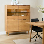 FURNHOUSE Nyborg Highboard mit LED-Beleuchtung - 123 cm breit - Wildeiche Natur