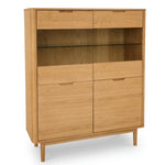 FURNHOUSE Nyborg Highboard mit LED-Beleuchtung - 123 cm breit - Wildeiche Natur