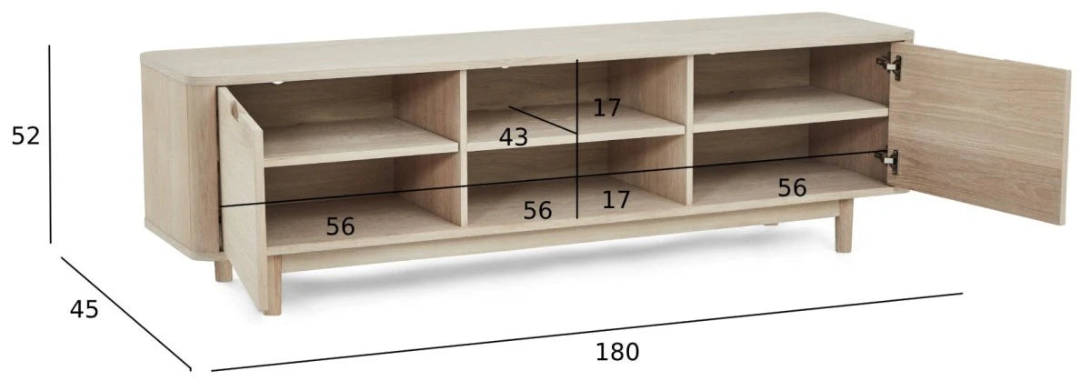 FURNHOUSE Nyborg TV-Tisch mit 2 Türen - 180 cm breit - Eiche Weiß geöltes