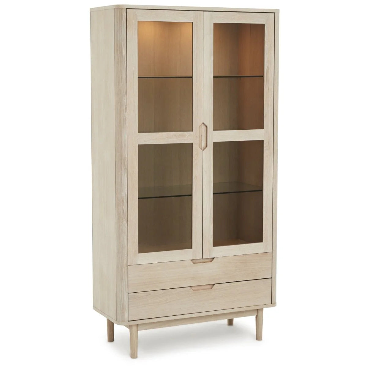 FURNHOUSE Nyborg Vitrine mit LED-Beleuchtung - 100 cm breit - Eiche Weiß geöltes