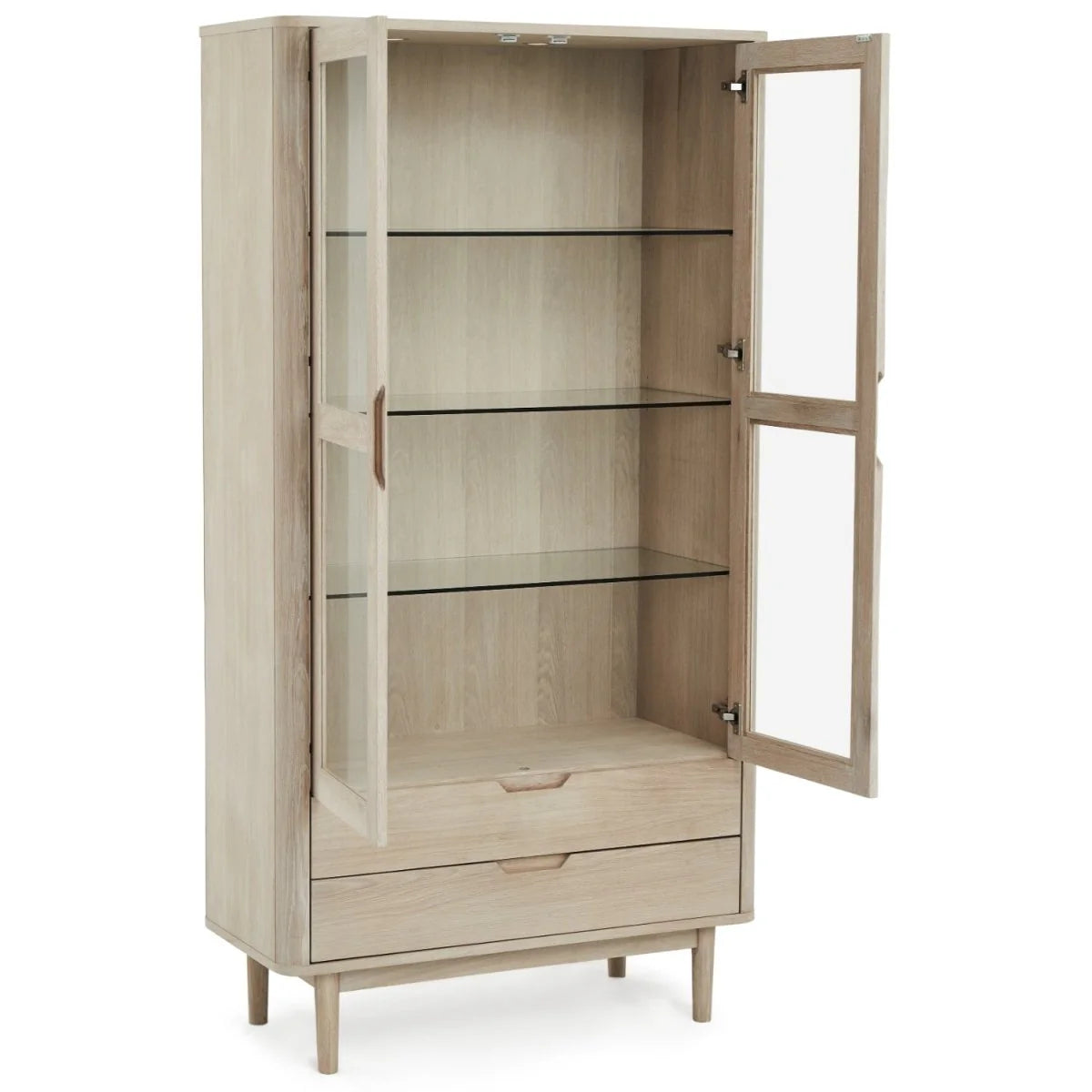 FURNHOUSE Nyborg Vitrine mit LED-Beleuchtung - 100 cm breit - Eiche Weiß geöltes