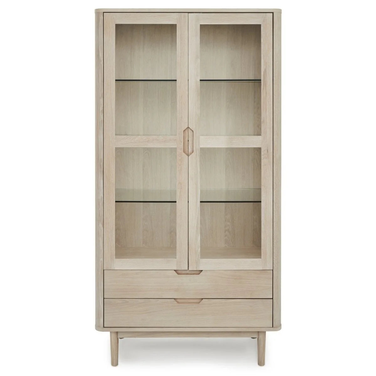 FURNHOUSE Nyborg Vitrine mit LED-Beleuchtung - 100 cm breit - Eiche Weiß geöltes