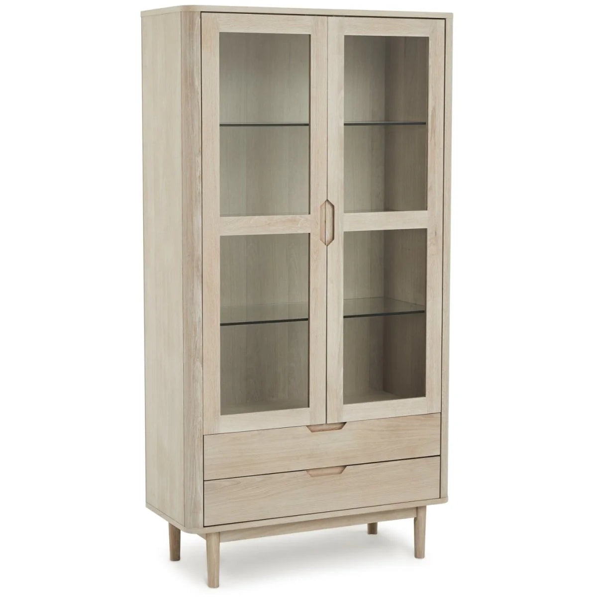 FURNHOUSE Nyborg Vitrine mit LED-Beleuchtung - 100 cm breit - Eiche Weiß geöltes