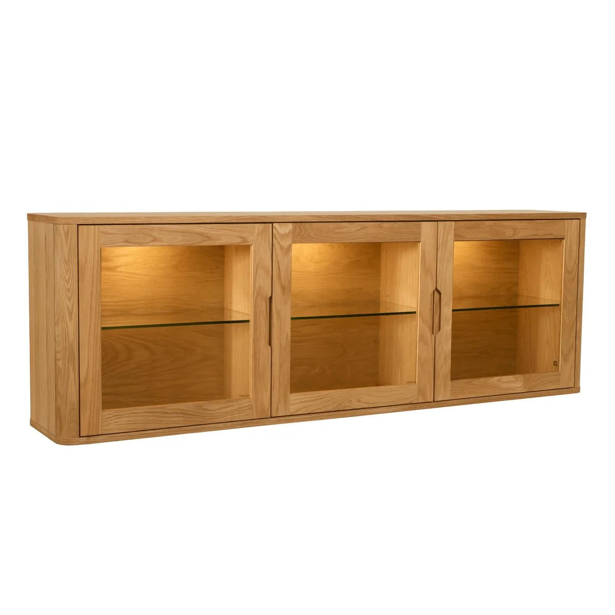 FURNHOUSE Nyborg Wandschrank mit LED-Beleuchtung - 180 cm breit - Wildeiche Natur