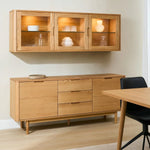 FURNHOUSE Nyborg Wandschrank mit LED-Beleuchtung - 180 cm breit - Wildeiche Natur