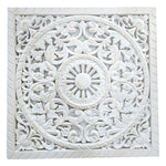 Ornament Holzbild Wandornament Holz shabby weiß Landhaus Dekoration Mandala Deko