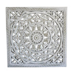 Ornament Holzbild Wandornament Holz shabby weiß Landhaus Dekoration Mandala Deko