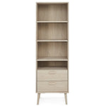 FURNHOUSE Porto Bücherregal mit Schubladen - 60 cm breit - Eiche Weiß geöltes