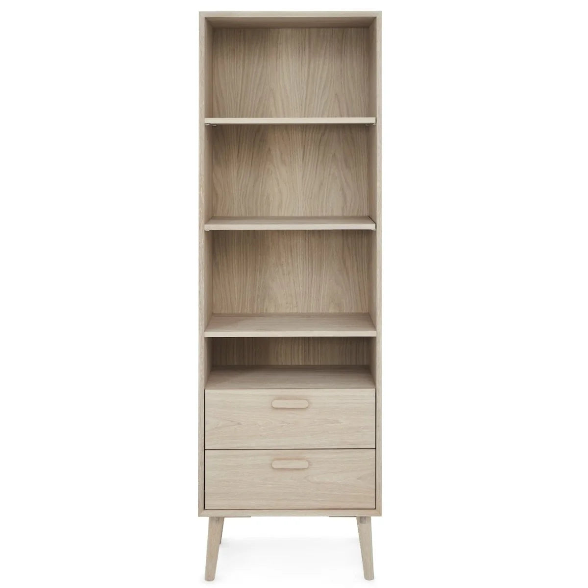 FURNHOUSE Porto Bücherregal mit Schubladen - 60 cm breit - Eiche Weiß geöltes