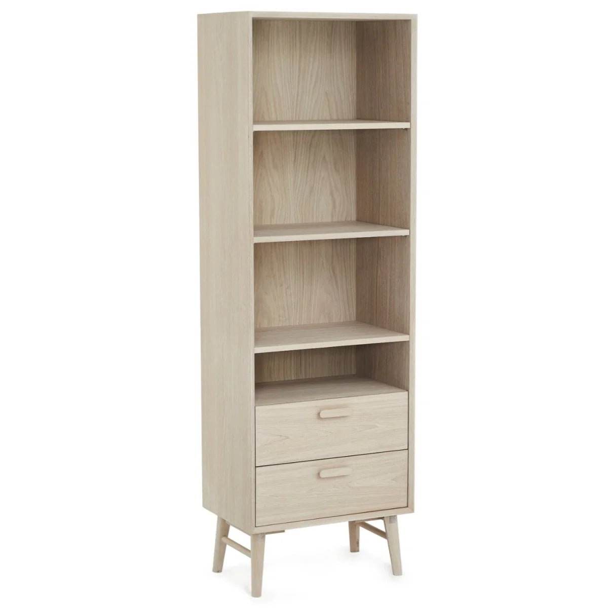 FURNHOUSE Porto Bücherregal mit Schubladen - 60 cm breit - Eiche Weiß geöltes