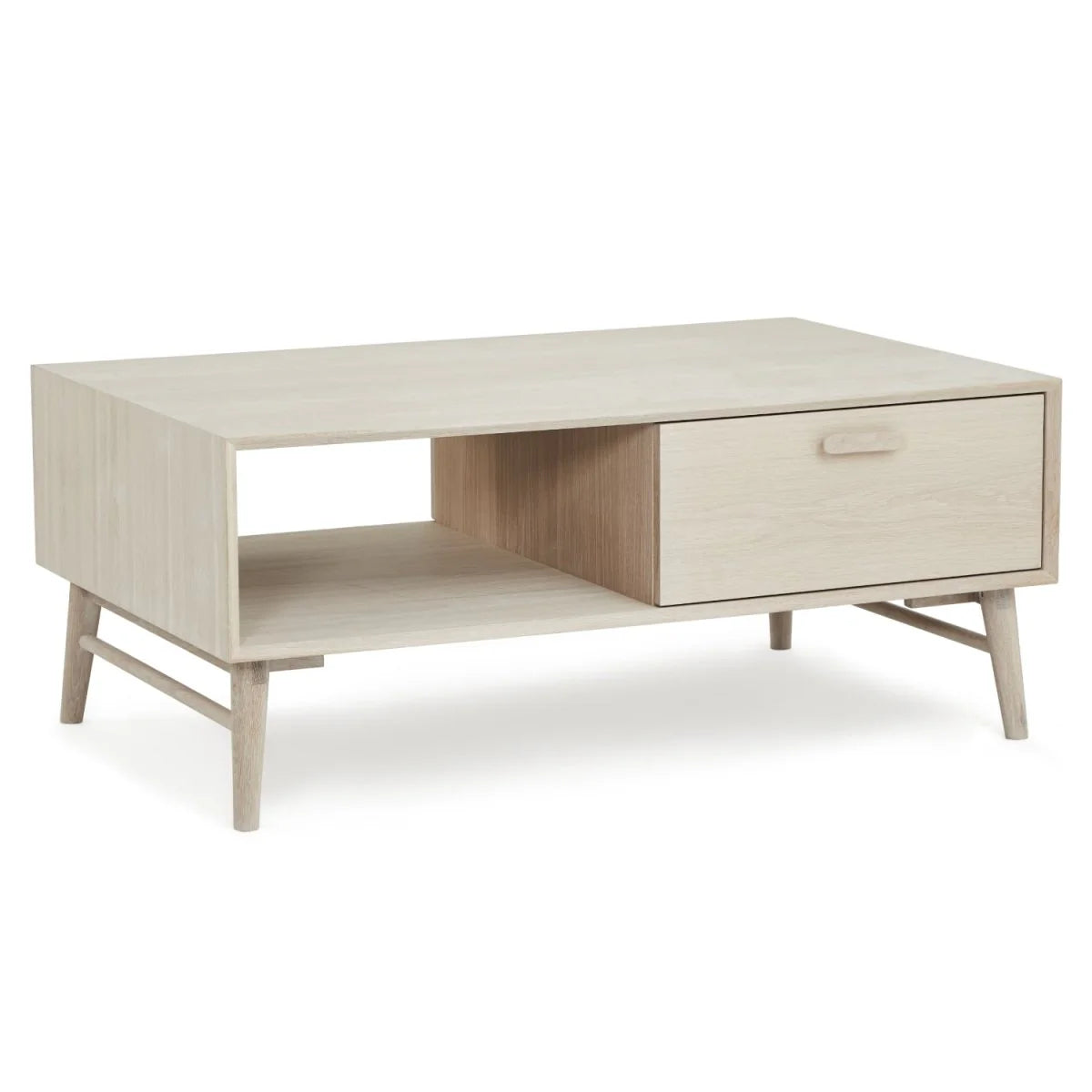 FURNHOUSE Porto Couchtisch mit Stauraum Rechteckig 120x75 cm - Eiche Weiß geöltes
