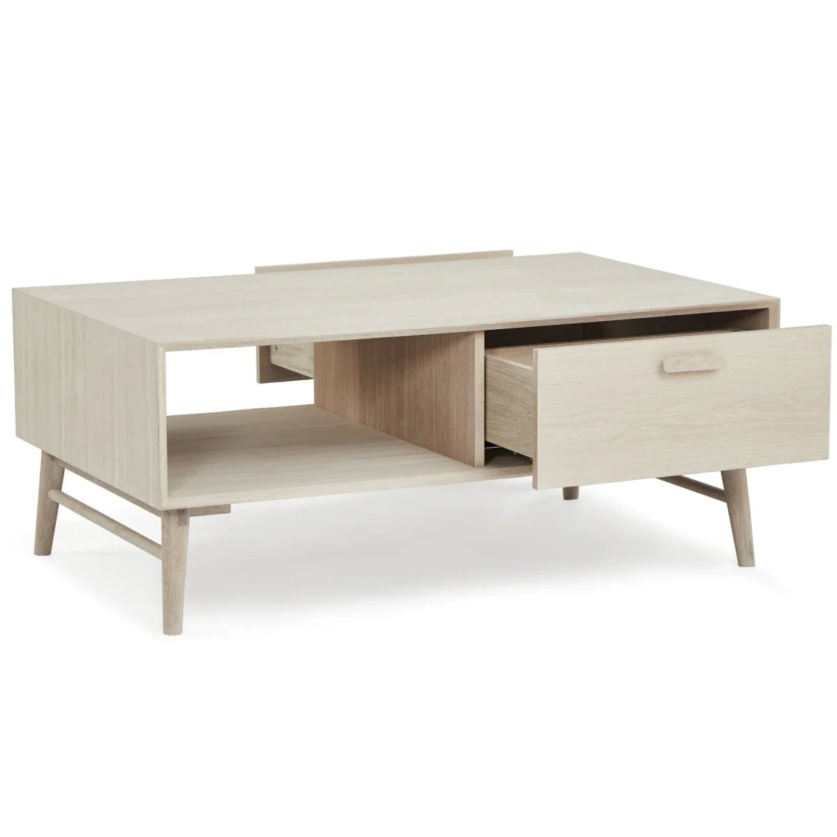 FURNHOUSE Porto Couchtisch mit Stauraum Rechteckig 120x75 cm - Eiche Weiß geöltes