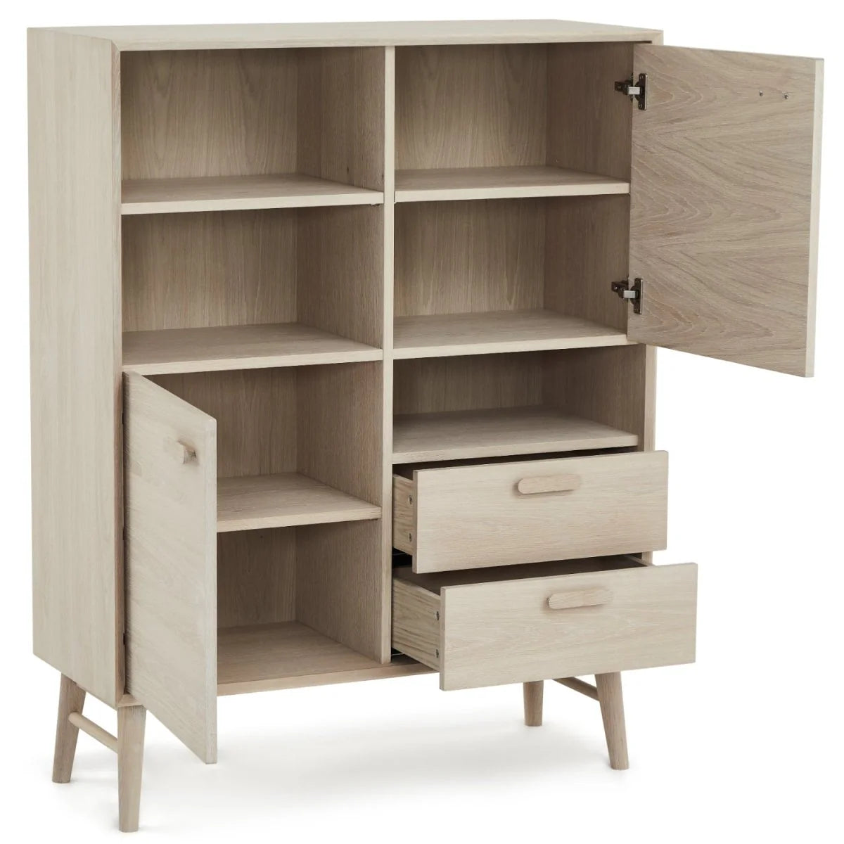 FURNHOUSE Porto Highboard mit 2 Türen - 100 cm breit - Eiche Weiß geöltes