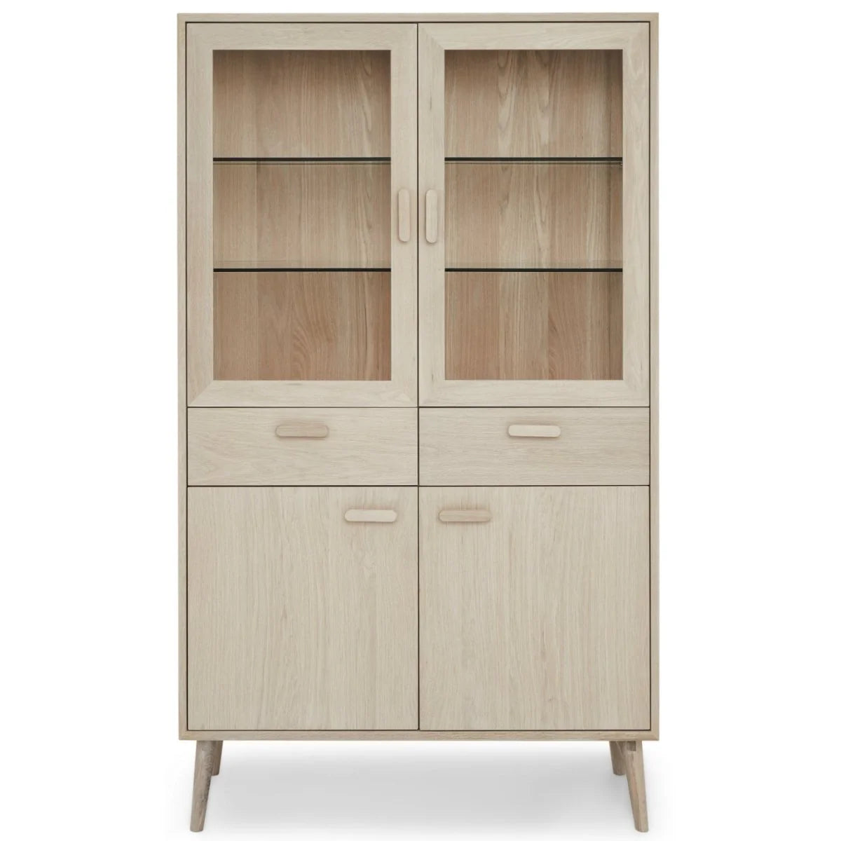 FURNHOUSE Porto Vitrine mit LED-Beleuchtung - 110 cm breit - Eiche Weiß geöltes