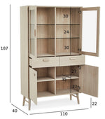 FURNHOUSE Porto Vitrine mit LED-Beleuchtung - 110 cm breit - Eiche Weiß geöltes