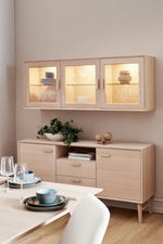 FURNHOUSE Porto Wandschrank mit LED-Beleuchtung - 160 cm breit - Eiche Weiß geöltes