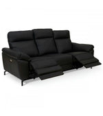 FURNHOUSE Selesta 2-Sitzer Sofa – mit Elektrische Relaxfunktion, USB - Echtleder Schwarz