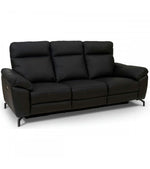 FURNHOUSE Selesta 3-Sitzer Sofa – mit Elektrische Relaxfunktion, USB - Echtleder Schwarz