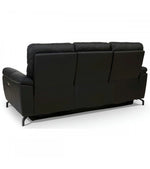 FURNHOUSE Selesta 3-Sitzer Sofa – mit Elektrische Relaxfunktion, USB - Echtleder Schwarz