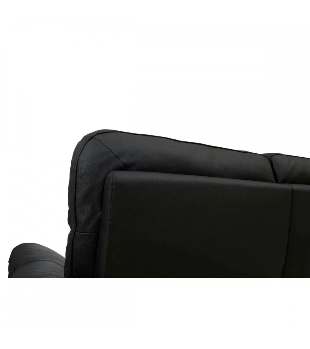 FURNHOUSE Selesta 3-Sitzer Sofa – mit Elektrische Relaxfunktion, USB - Echtleder Schwarz