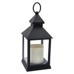 Laterne LED mit Timer batteriebetrieben flackerndes Licht Windlicht schwarz Deko