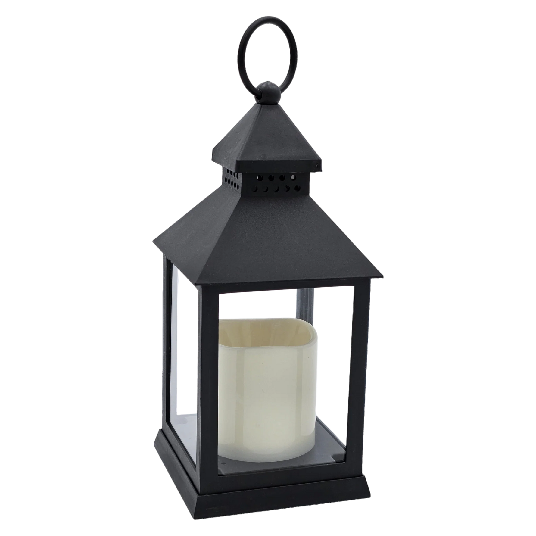 Laterne LED mit Timer batteriebetrieben flackerndes Licht Windlicht schwarz Deko