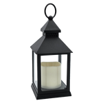 Laterne LED mit Timer batteriebetrieben flackerndes Licht Windlicht schwarz Deko