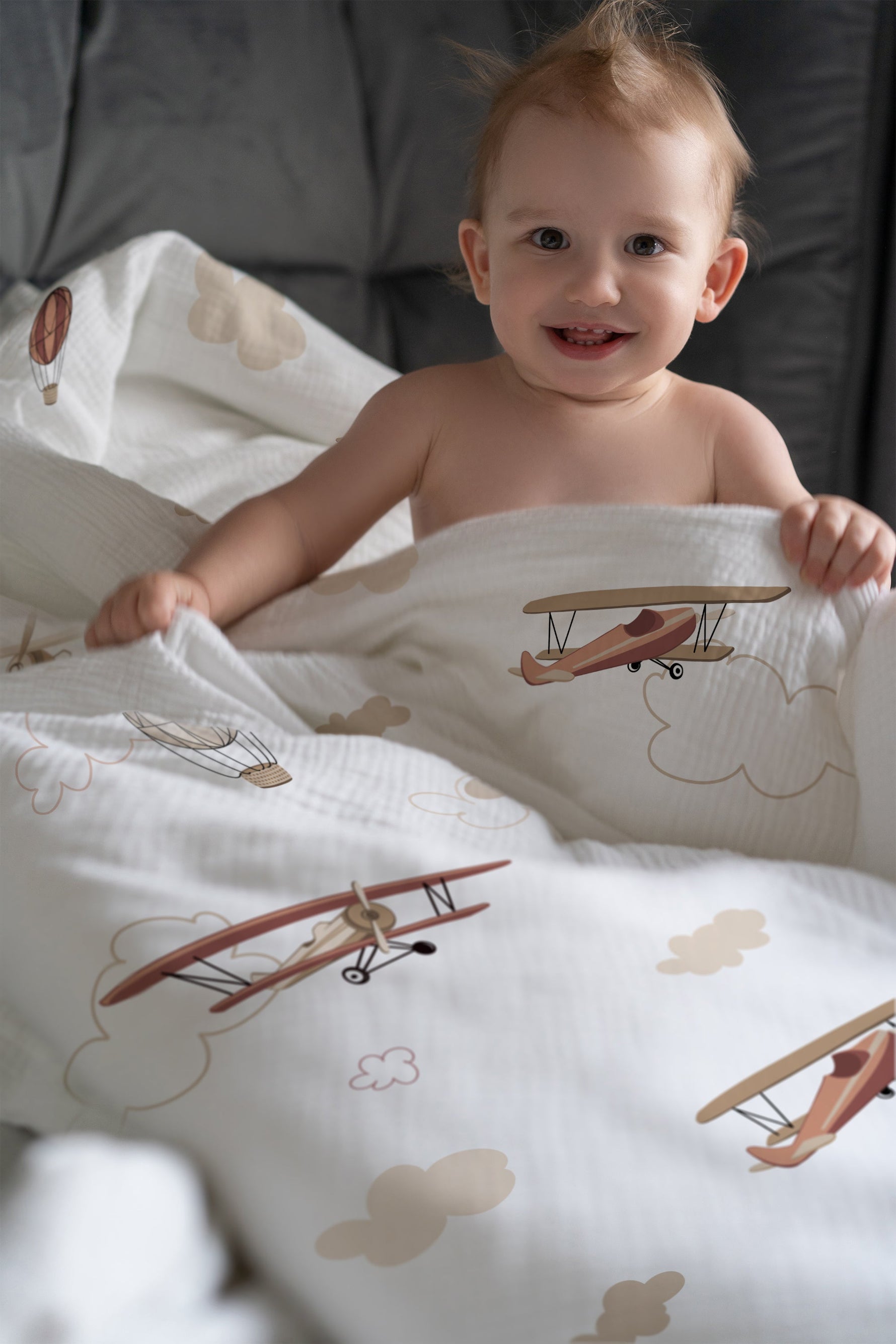 "Flugzeuge und Wolken" Premium Kinderbettwäsche