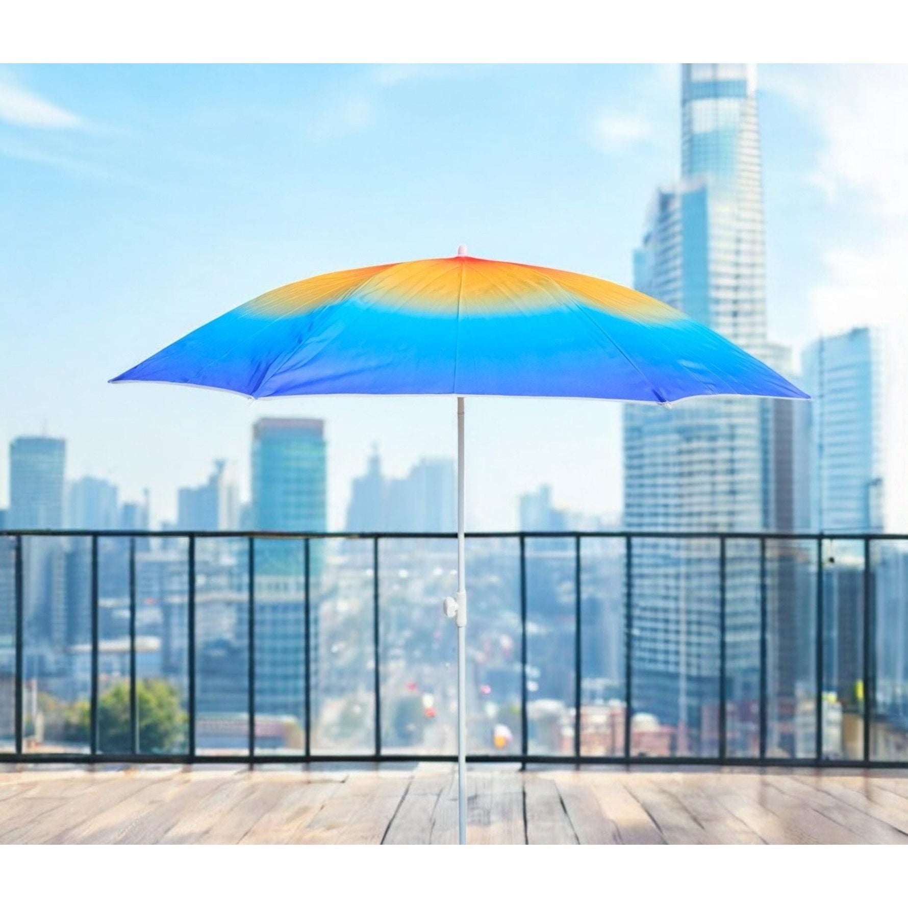 Sonnenschirm Strandschirm Balkonschirm UV Schutz 50+ blau gelb 155 cm bunt