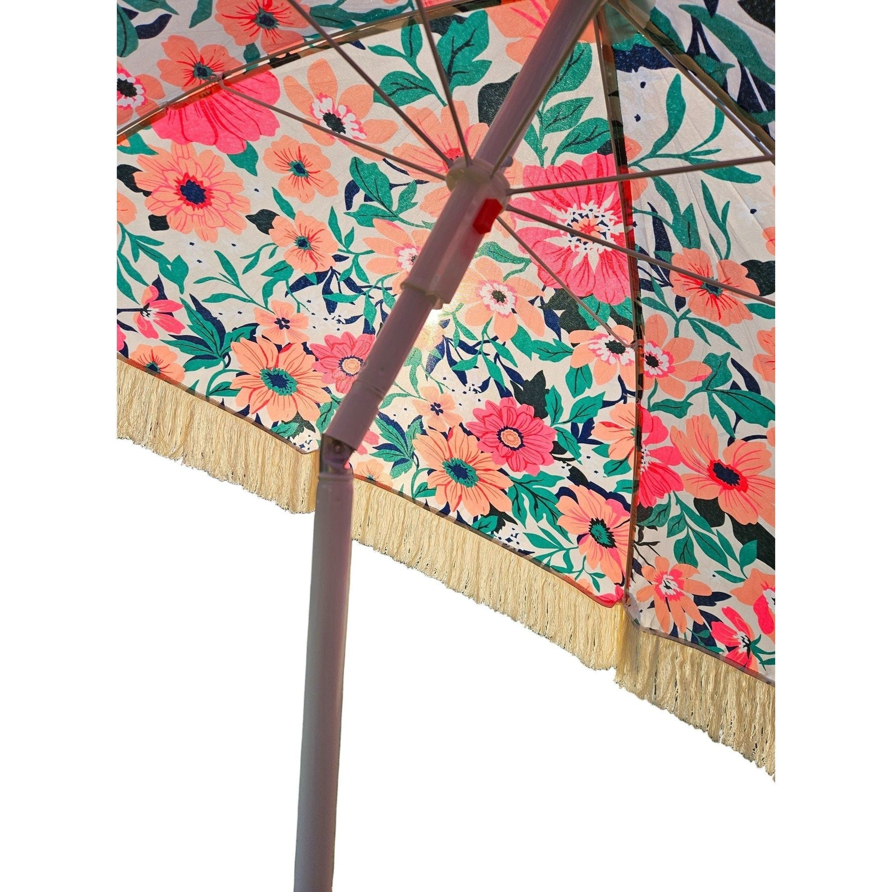 Sonnenschirm Strandschirm Schirm UV Schutz mit Tasche Fransen Blumen Ø 155 cm