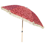 Sonnenschirm Strandschirm Schirm UV Schutz mit Tasche Fransen Rot Ø 170 cm