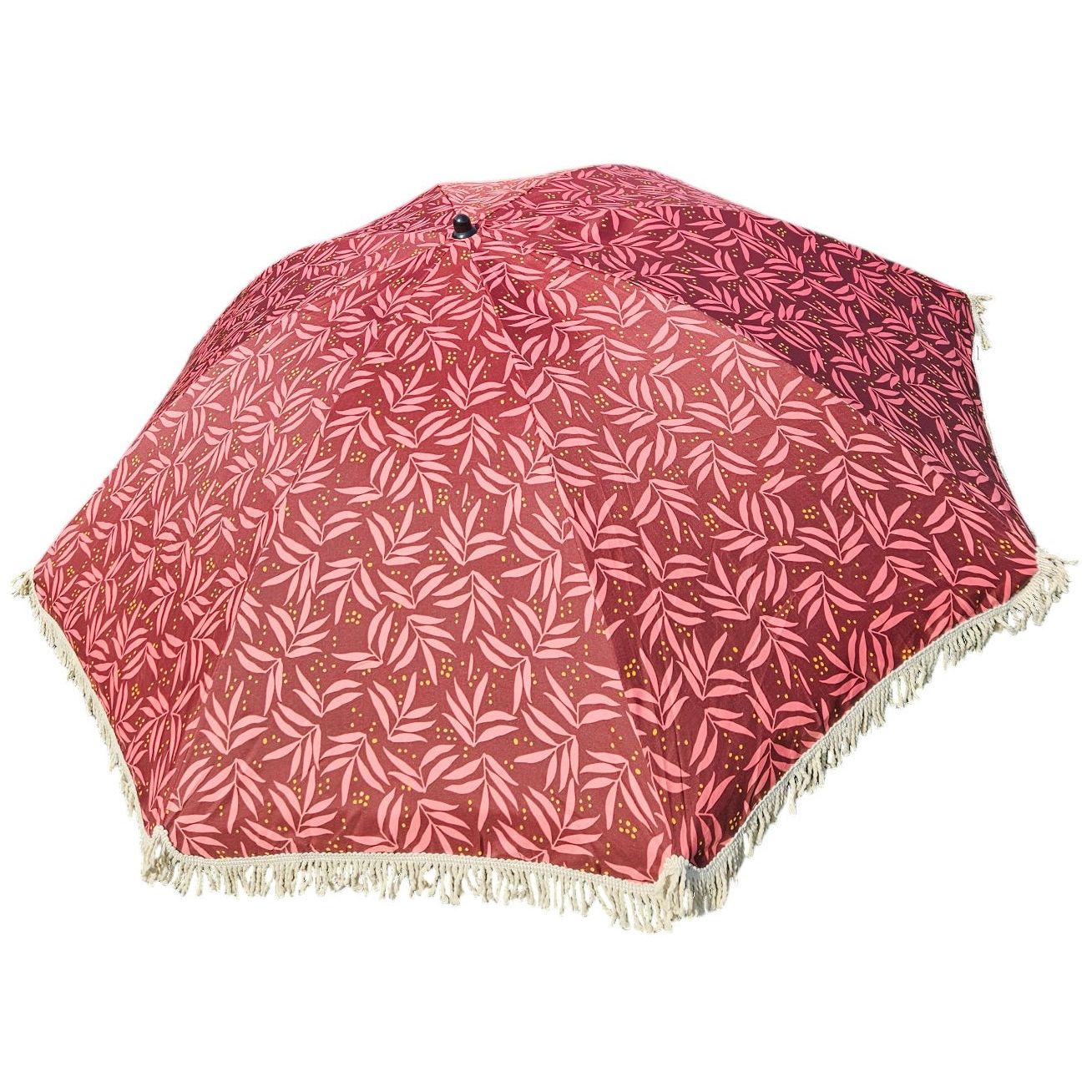Sonnenschirm Strandschirm Schirm UV Schutz mit Tasche Fransen Rot Ø 170 cm