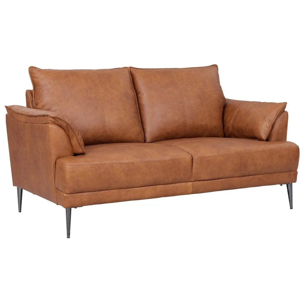 FURNHOUSE Soul 2-Sitzer Ledersofa - Echtleder Cognac Braun