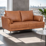 FURNHOUSE Soul 2-Sitzer Ledersofa - Echtleder Cognac Braun