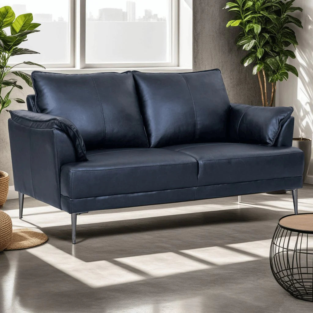 FURNHOUSE Soul 2-Sitzer Ledersofa - Echtleder Schwarz
