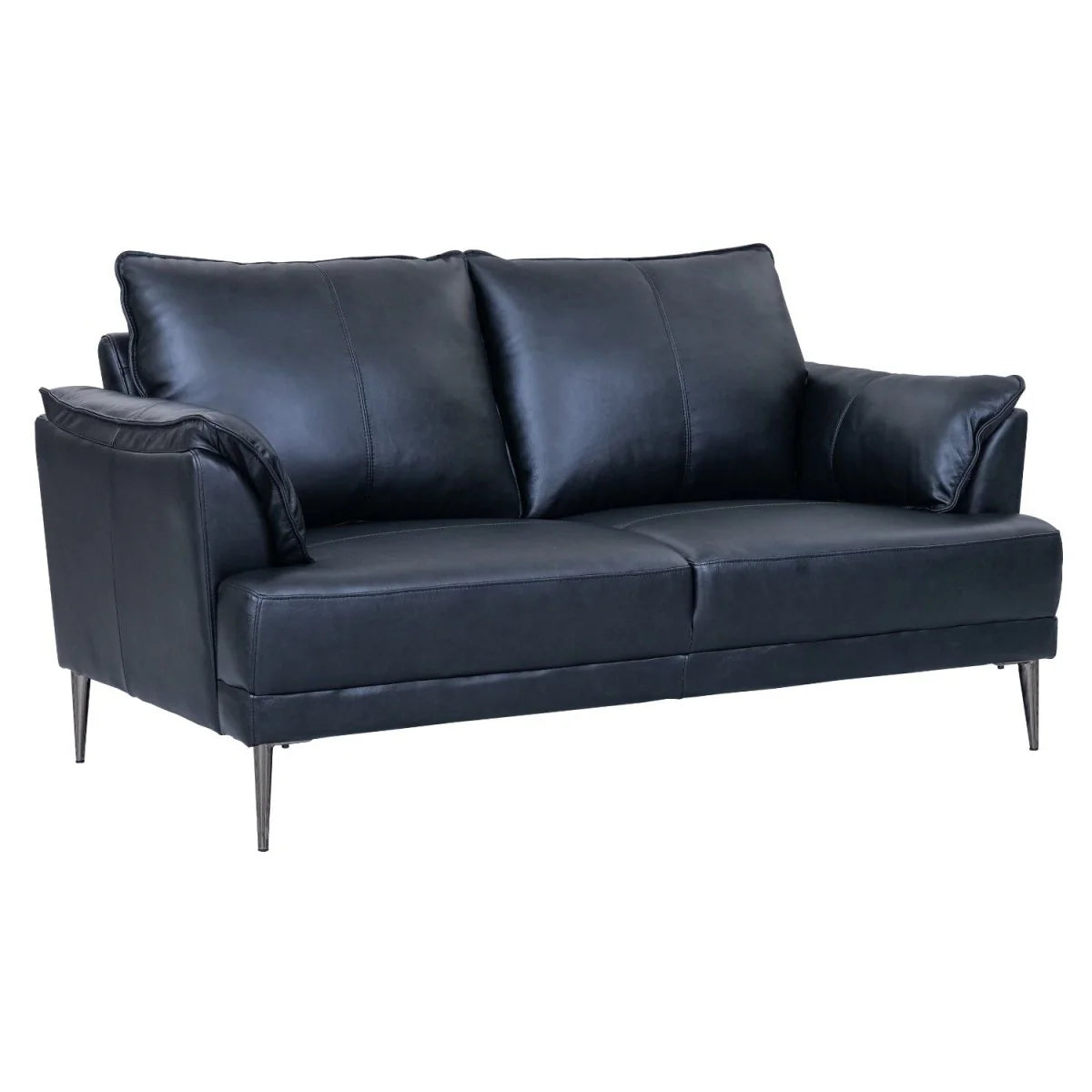 FURNHOUSE Soul 2-Sitzer Ledersofa - Echtleder Schwarz